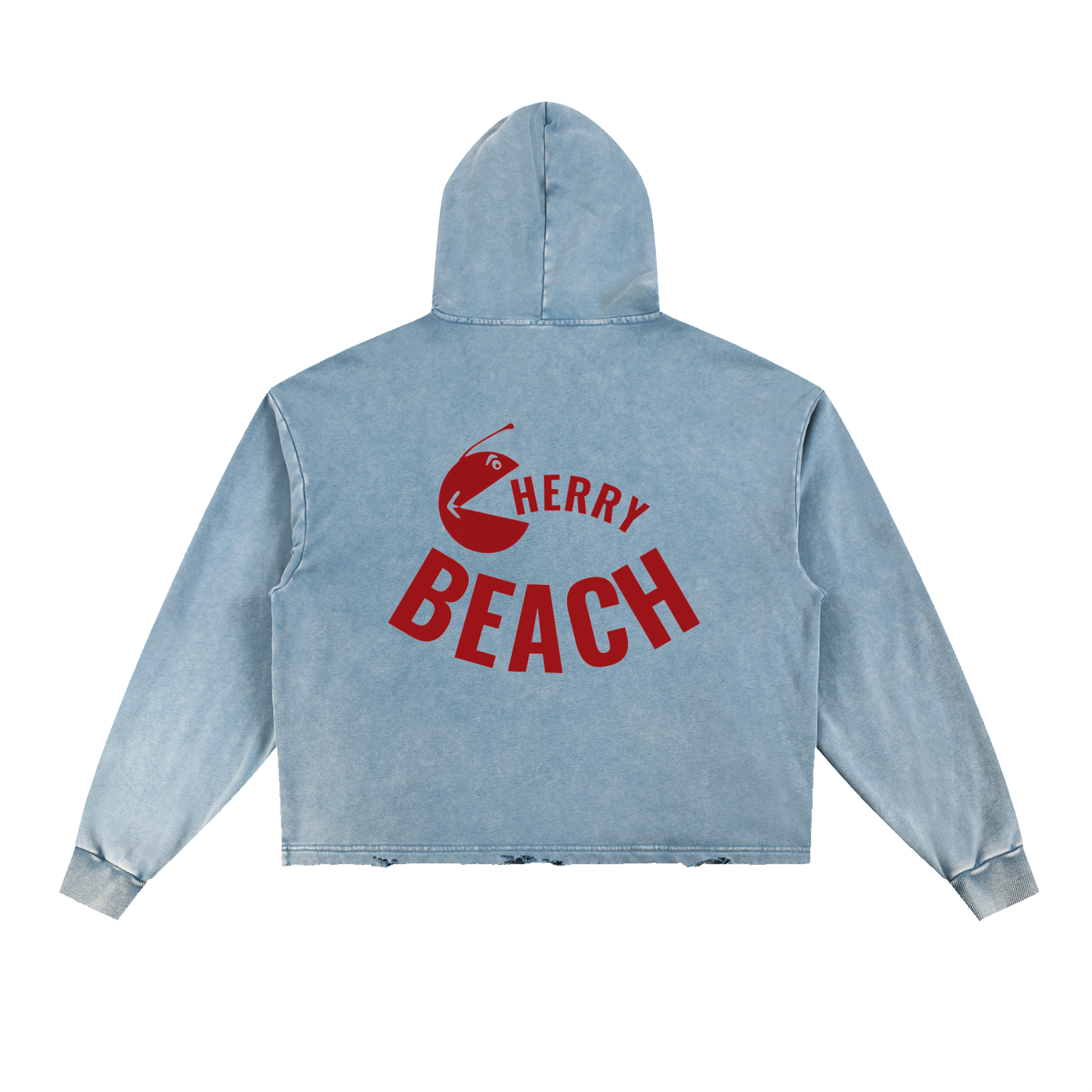 Cherry Beach Vintage Frayed-Hem Hoodie